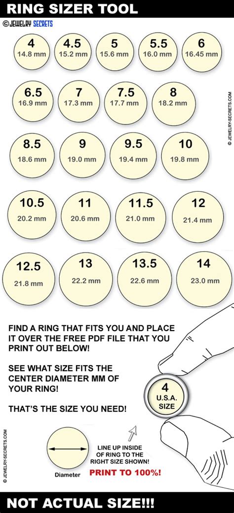 finger ring measurement chart.